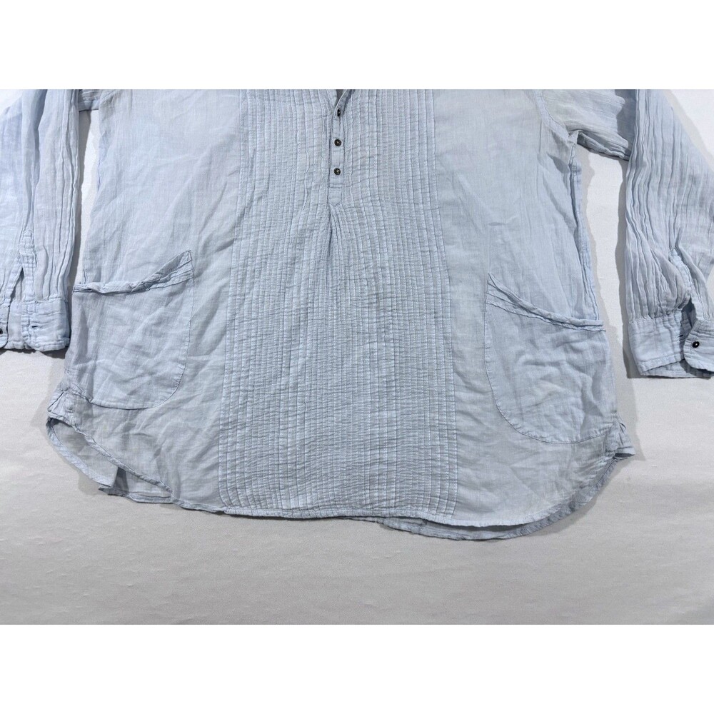Free People Waverly Tunic Pockets Blue Long Sleeve Lightweight Cotton Boho Sz M - Picture 4 of 10
